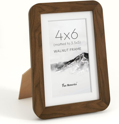 Fun Memories 4x6 Picture Frame, USA-Sourced Walnut Wood Frames 4 x 6