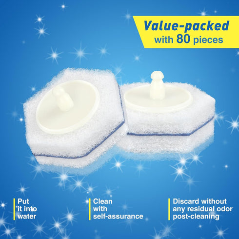 ROMARHOM 80-pcs (Package Toilet Brush Wand Refills, Compatible with Clorox and Most Toilet Brushes, Disposable Wand