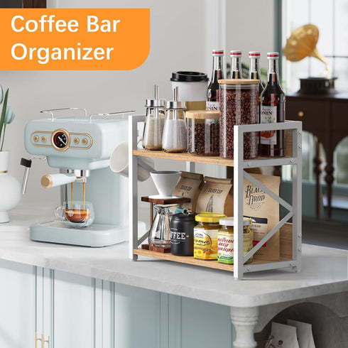 Counter, 2 CountertopSpace RUILALIFE Spice-Rack-Organizer-Shelf for Kitchen Tiers Coffee Bar Station Organizer