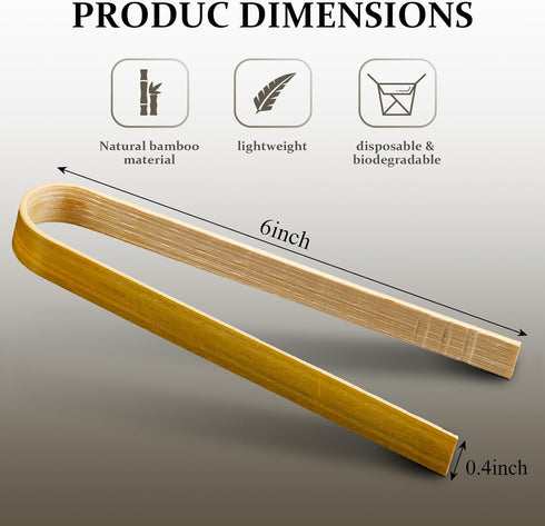 Patelai 90 Pieces Mini Bamboo Tongs Long Toast Tongs Disposable Wooden Cooking Tongs Bamboo Cooking Utensils for Cooking Toast Bread Pickles Tea Supplies (6 Inch)