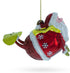 Santa Snowboarding Christmas Ornament, Blown Glass