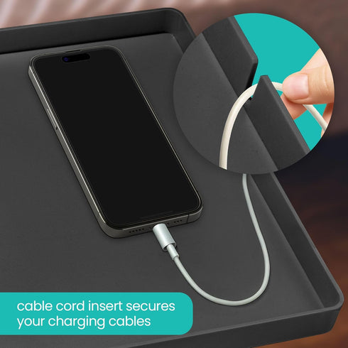 1 Count Modern Innovations Large Black Bedside Shelf for Bed, Clip On Nightstand with Cup Holder and Cord Holder