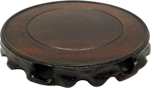 CVHOMEDECO. Rustic Vintage Rosewood Circular Display Stand Vase Pot Base Fishbowl Pedestal