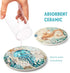 Teivio Absorbing Stone Sea Ocean Life Coasters, Cork Base with Holder, Set of 8 for Coastal Decor