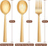 LIANYU 2 Gold Serving Spoons, 2 Gold Slotted Spoons, 2 Gold Serving Forks, 8.6 Inch Stainless Steel for Buffet Catering