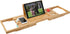 Utoplike Bamboo Bathtub Caddy Tray, Adjustable Bathroom Organizer with Book Tablet Wine Glass Cup Holder (24.5"-37.4")