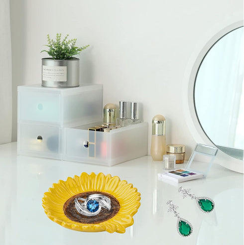 Sunflower Shaped Ceramic Spoon Rest, 2 PCS for Stove Top and Counter