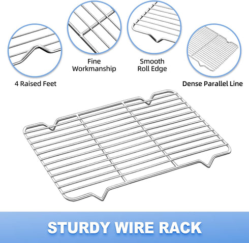 Baking Sheet with Rack, Zacfton Stainless Steel Cookie Sheet with Cooling Rack, Eighth Sheet Pan 9” x 7” x 1”