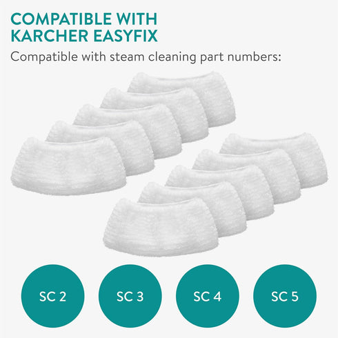 Navaris Microfibre Pads - Set of 10 Washable Replacement Cloths for Handheld Steam Cleaner 49454 - Floor, Wall Cleaning