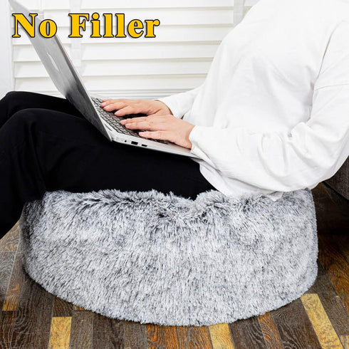 20x20x12 Inches Asuprui Grey Ottoman Foot Rest NO Filler Pouf Ottoman Unstuffed Round Pouf Seat Bean Bag Chair Foldable