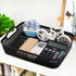 Large Plastic Storage Basket Tray with Handle, Black, Pack of 6