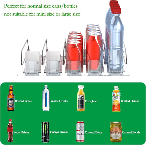 SZNLZQ Glide,12oz 16oz 20oz-Soda 25 Drink Organizer for Fridge-White Automatic Pusher Dispenser for Fridge-Holds up