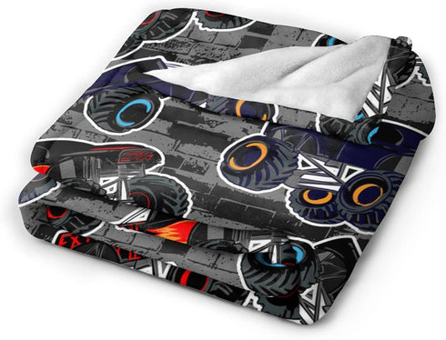 Perinsto 60"X50" Monster Truck Boys Style Throw Blanket Ultra Soft Warm All Season Decorative Fleece Blankets for Bed