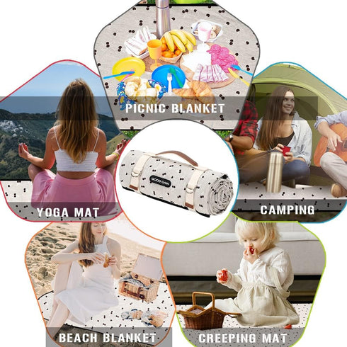 78"x57" Extra Large Picnic Outdoor Blankets with Carry Strap, Oversized Waterproof & Sand Proof Portable Camping Mat