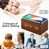 OCT17 Alarm Clock with Qi Wireless Charging Pad Compatible with iPhone Samsung, Brown Wood LED Digital Clock with Sound