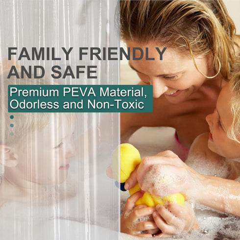 AmazerBath Plastic Shower Curtain Clear Premium PEVA, Heavy Duty 8G, 72x72 Inches with 3 Big Stones