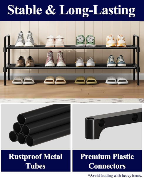 Closet, Closet 36.1" 2 Kitsure Shoe Rack for Shoe Organizer for Front Door Entrance, Stackable Shoe Shelf, Detachable