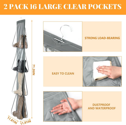 Sets 16 Closets Windyun Large Clear Pockets Fabric Dual Sided Hanging Shoe Rack for Hanging Shoe Organizer