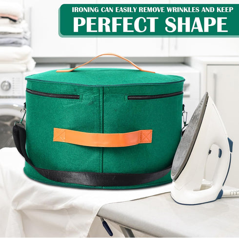 Suzile 4 Pack Large Round Foldable Felt Hat Box for Women - 17 x 10 Inch Cowboy Hat Storage Box with Lid