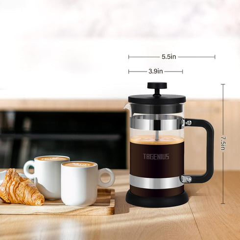 French Press Coffee Maker 21 oz - Cold Brew Heat Resistant Borosilicate Coffee Pot, 600 ml (Black)