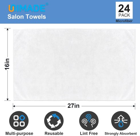 24 Pack Set 16x27 inch UNIMADE Hand Towels - Highly Absorbent and Quick Drying Microfiber Gym Towels, Premium Wash