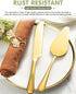2-Piece Premium Cake Cutting Set, Exquisite Knife and Server with Serrated Design, Includes Cake Knife and Pie Spatula for Pastry, Pizza and Desserts (Gold) by FTAKRY