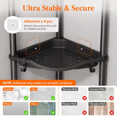 4 34 24 107 cm/13 9.5 42 inch Lifewit Floor Standing Shower Caddy Corner, Tier Plastic Shower Stand Rack