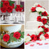 AmyHomie 50pcs Dark Red Artificial Flowers, Real Looking Fake Roses with Stem for DIY Wedding Bouquets, Centerpieces,