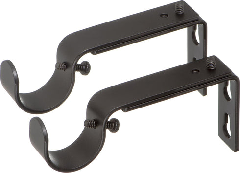 Ivilon Adjustable Brackets for Curtain Rods, Set of 2 for 1 or 1 1/8 Inch Rods, Antique Black