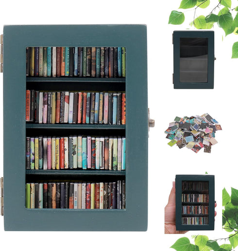 CLVTREBETO Anxiety Mini Bookshelf Ornament with 100pcs Mini Books | Miniature Bookshelf Decor