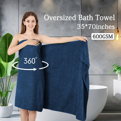 8-Piece Set,2 Sheet,2 4 600 Set,Highly Navy Bath Towels Oversized Large Bath Towels Hand Towels and Washcloths - GSM