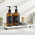 Set 16oz 12 (Set 6) Soap Dispenser Refillable Amber Glass Bottles with Brush Holder, Dish Scrub, Diatomite Tray
