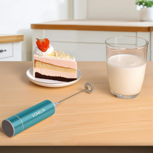 Milk Frother Handheld - Battery Operated Coffee Foamer Drink Mixer with 2 Stainless Steel Electric Whisks for Coffee,