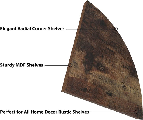 6 Pack HORLIMER Wall Mount Floating Corner Shelf, Rustic Wood Corner Wall Shelves for Bedroom, Living Room, Bathroom