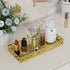 11 Inch Gold Bathroom Vanity Tray, Small Decorative Countertop Organizer for Perfume, Makeup, Cosmetic Jewelry