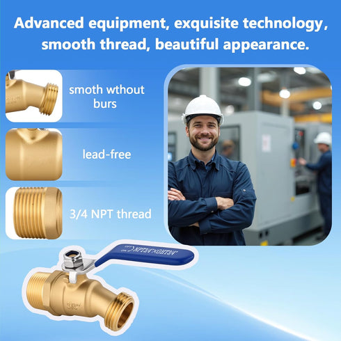 3/4" 3/4" NPT Brass Male Hose Bib, Heavy Duty Outdoor Hose Spigot/Faucet, Lead-free, With Male GHT Threads, Unlimited