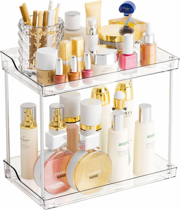 Yieach 2 Tier Bathroom Counter Organizer,Tiered Bathroom Organizer for Makeup,Perfume,Beauty Products,Skincare Organizers Shelf,Vanity