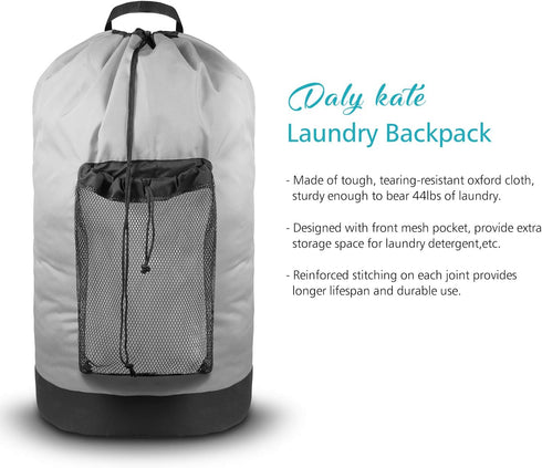 Dalykate Laundry Backpack Bag with Shoulder Straps, Durable Nylon Hamper with Drawstring Closure