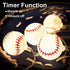 6.5ft 10LED Yayfazy Baseball Decorations String Lights, Timer Battery Operated Room Decor,Baseball Ornaments