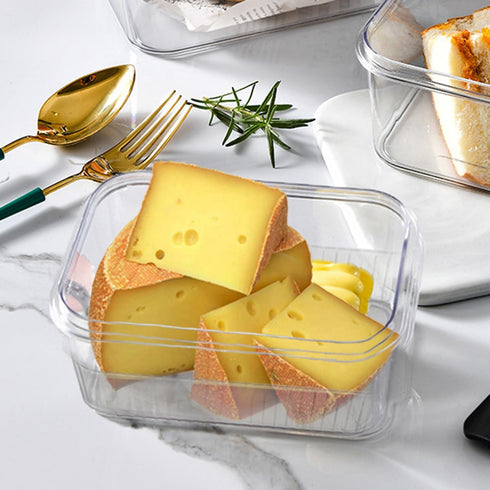 Vellsenne Cheese Container Airtight with Time Recording - Cheeses Storage Container for Fridge Cream Cheese Sliced