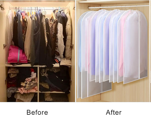 Univivi Clear Garment Bags for Hanging Clothes, 60 Inch Clear Dress Bags, 6 Pack Suit Cover for Long Gown
