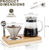 Set 28 oz Set Aquach Pour Over Coffee Maker with Extra Large Coffee Dripper, Glass Carafe, Stainlesss Steel Coffee