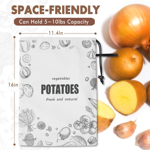 TOGETRUE Potato Onion Storage Bag, Washable Canvas Onion and Potato Storage Bag, Drawstring Garlic Onions Potatoes