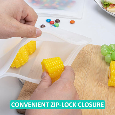 Reusable Sandwich Bags & Snack Bags Set, 8 Pack, 100% Silicone Ziplock Food Storage Containers, Dishwasher Safe