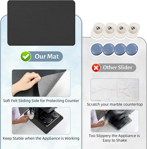 LOPNUR Appliance Sliders for Kitchen Appliances, 360° Rotating Mover, Heat Resistant Coffee Mat for Microwave, Toaster