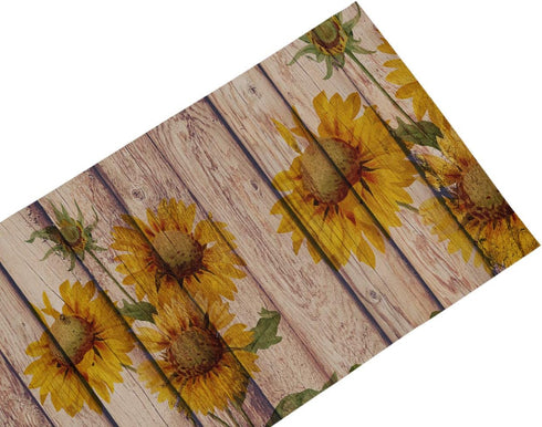 Rustic Sunflowers Table Runner - Cotton Linen - 72 Inch Dresser Scarves for Kitchen, Dining, Sofa, Home Decor