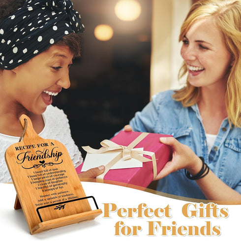 Best Friend Birthday Gifts for Women: Bamboo Cookbook Stand, Inspirational Kitchen Gift for Friends