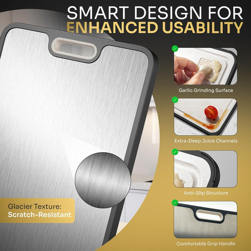 Premium Titanium Cutting Board Durable & Easy to Clean Metal Cutting Board for Vegetables, Fruits & More Dishwasher