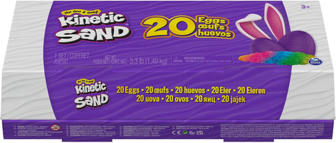20-Pack 3.3lbs 3 Kinetic Sand, Eggs with Red, Yellow & Blue Play Sand for Egg Hunts, Party Favors & Goodie Bags