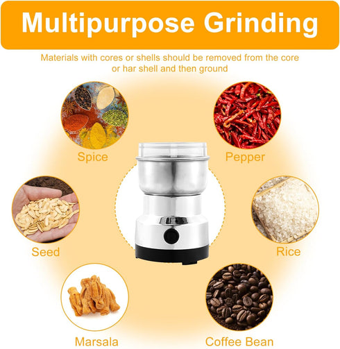 Electric Coffee Grinder, Mini Spice Grinder with 4 Stainless Steel Blades, 300ml Portable Mill Grinder for Home Kitchen